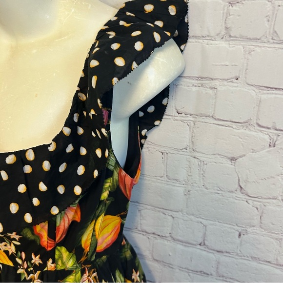 Farm Rio Cocoa Paradise Mini Ruffle sleeve dress New artsy cottagecore SML chic - Picture 10 of 12